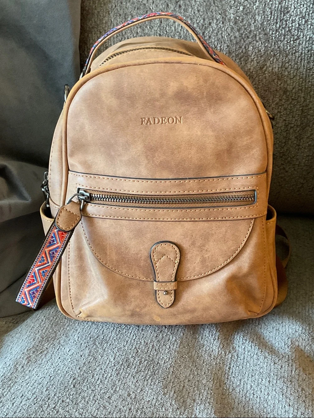 Fadeon Tan Leatherette Men's Backpack - Casual Everyday Bag